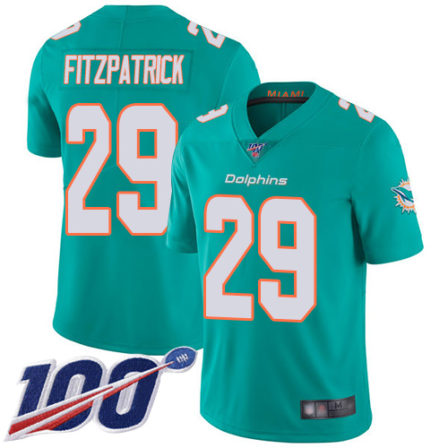 Nike Miami Dolphins #29 Minkah Fitzpatrick Aqua Green Team Color Youth Stitched NFL 100th Season Vapor Limited Jersey->youth nfl jersey->Youth Jersey